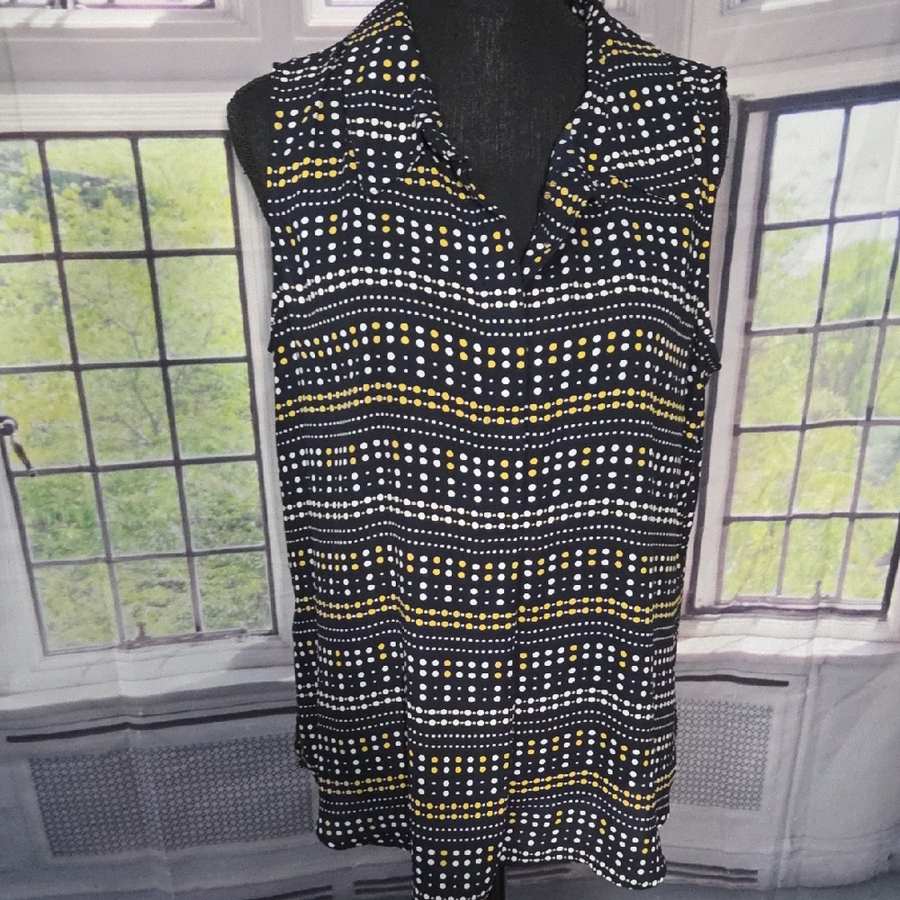 Tommy Hilfiger Black Polka Dot Top with Yellow Spots